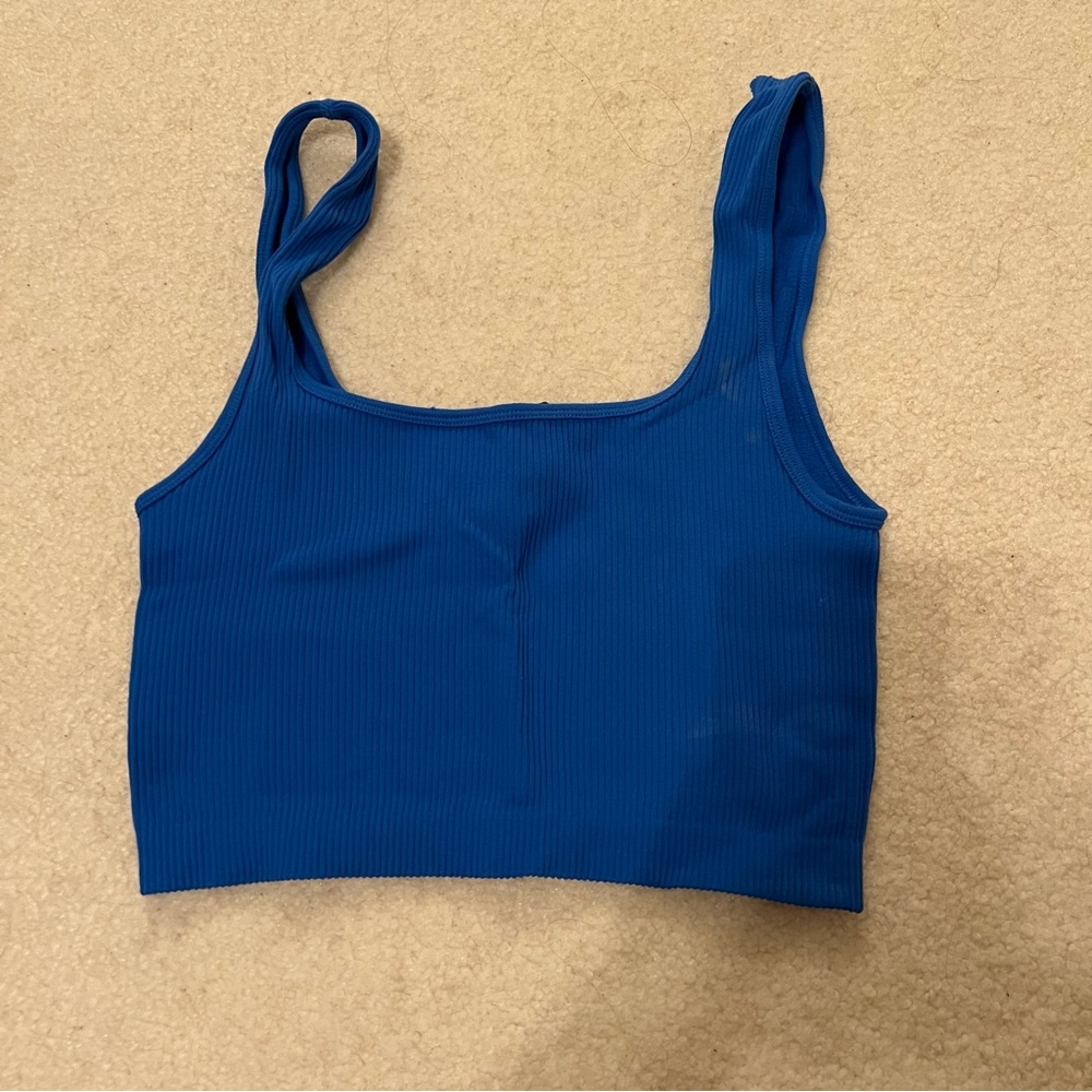 zara blue ribbed seamless tank